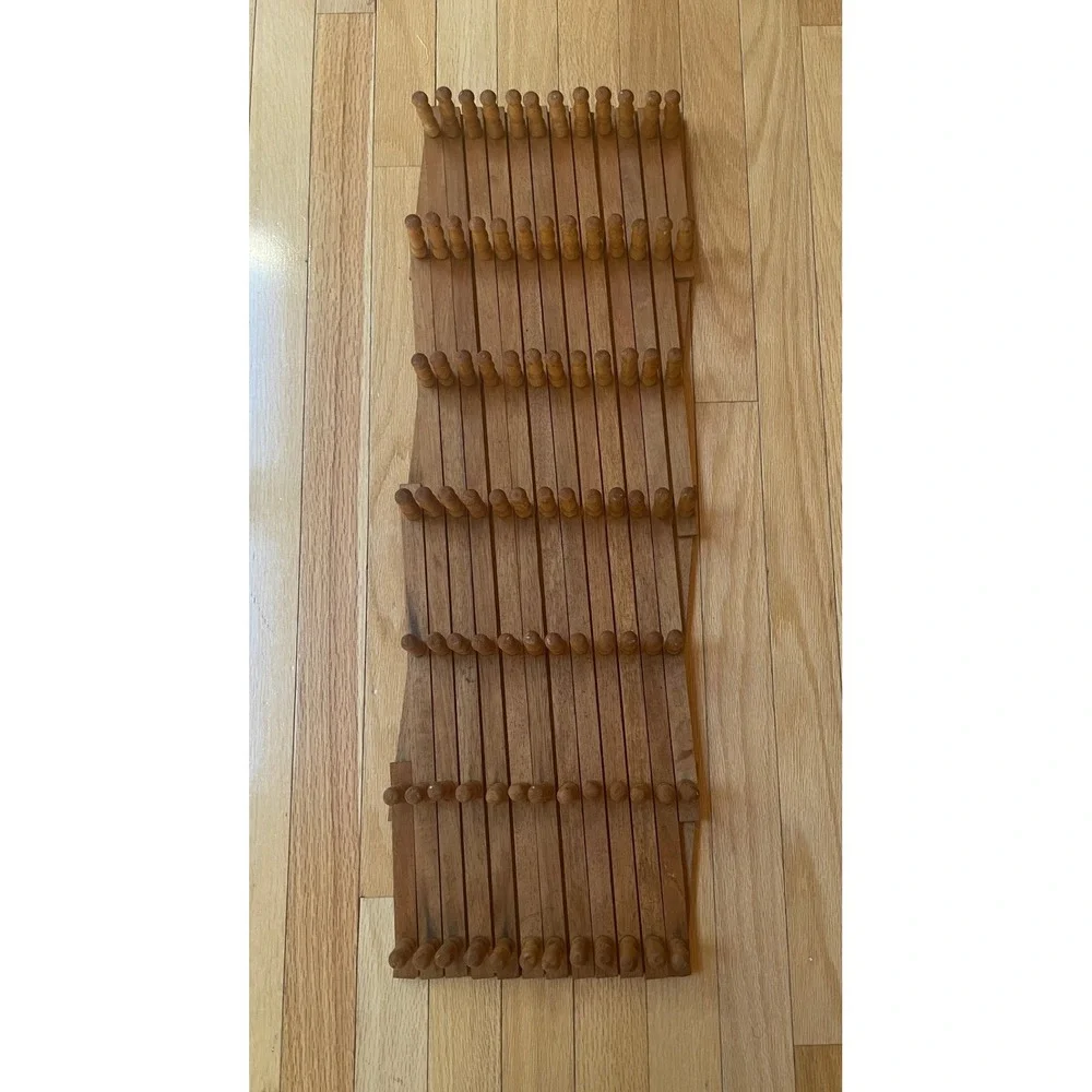 Lillian Vernon Vintage Wood Accordion Wall Rack Expandable Peg Organizer Large